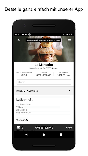Android application Pizzeria La Margarita screenshort