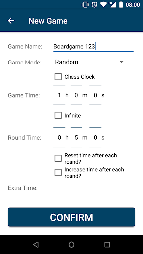 Android application Game Clock (PFA) screenshort