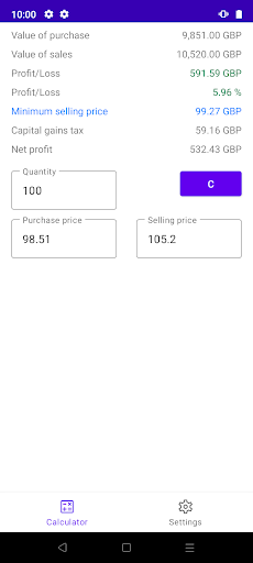 Android application Stock Market Calculator screenshort