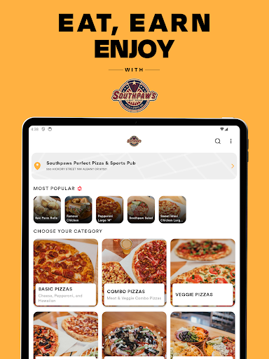 Screenshot of Southpaws Pizza