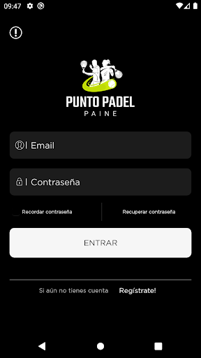 Android application Punto Padel Paine screenshort