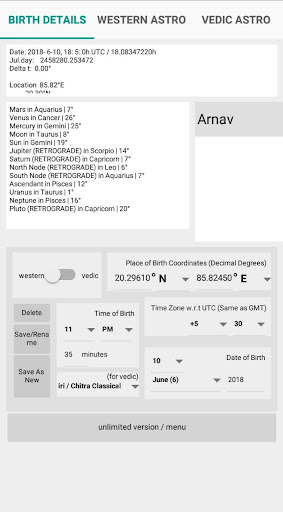 Astral Vision Astrology Screen 2