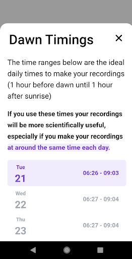 Dawn Chorus Screen 3