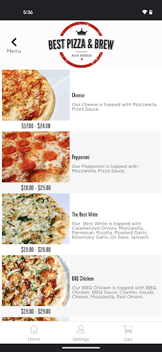 Screenshot of Best Pizza and Brew