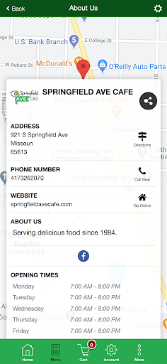 Springfield Ave Cafe App Screen 3