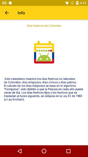 Android application Calendario con Festivos screenshort