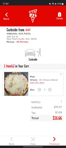 Screenshot of Original PJ's Pizza