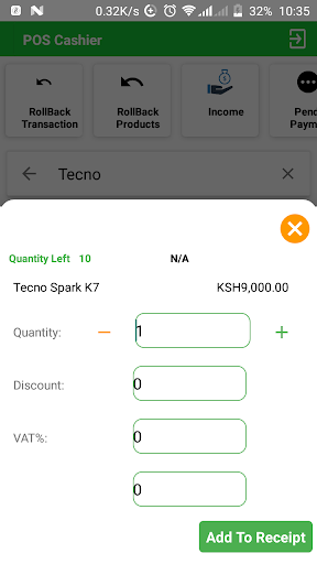 POS Cashier App Screen 2