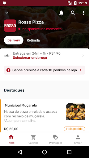 Android application Rosso Pizza screenshort