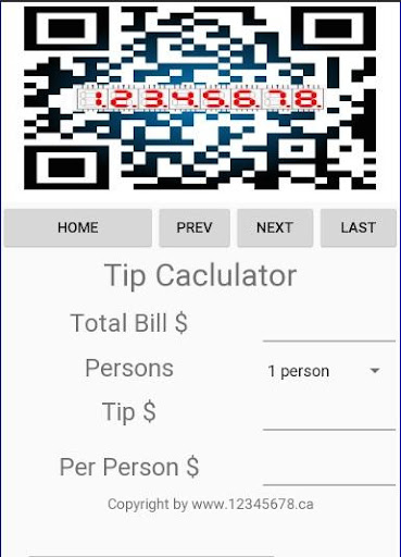 Android application Tip Calculator screenshort