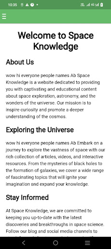 space knowledge Screen 2