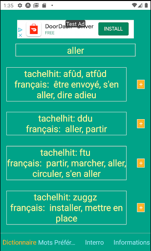 Dictionnaire Tachelhit Screen 2
