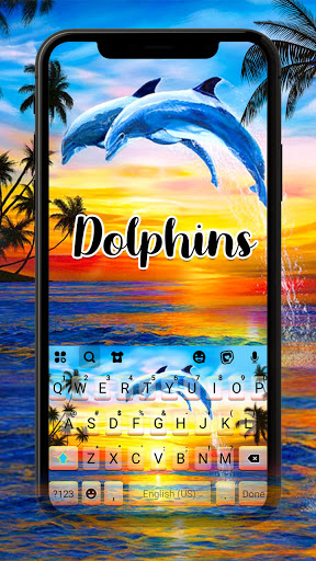 Android application Sunset Dolphins Keyboard Backg screenshort