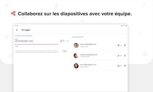 Zoho Show: Outil présentation Capture d'écran