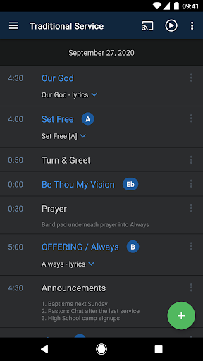Android application Planning Center Music Stand screenshort