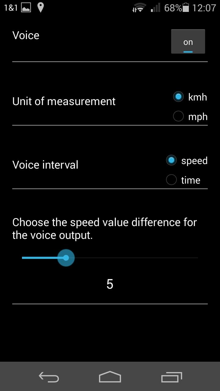 Android application Speaking Bicycle Speedometer screenshort