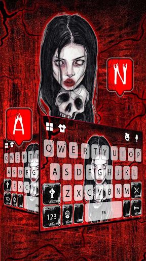 Red Creepy Girl Keyboard Theme Screen 3
