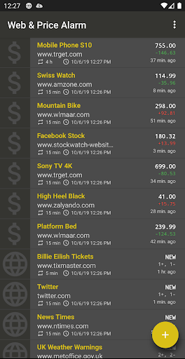 Android application Web & Price Alarm screenshort