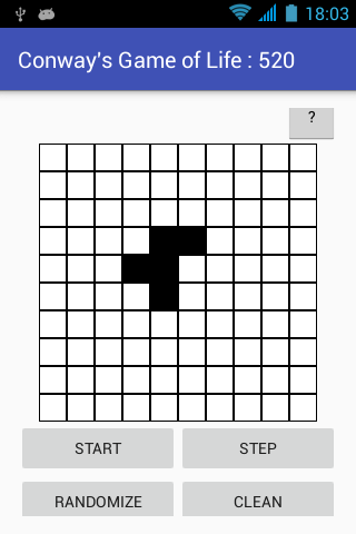 Android application Conway's Game of Life screenshort