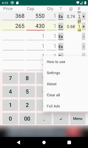 Android application Unit price comp calc 6 screenshort