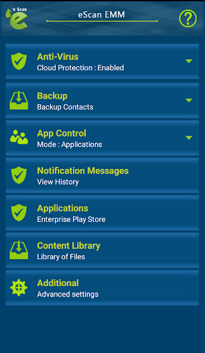 Android application eScan EMM screenshort