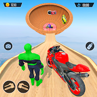 Superhero Well of Death Bike Stunt: Mega Ramp Game