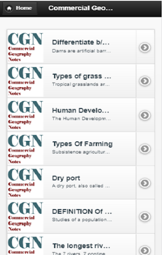 Android application Commercial Geography notes screenshort