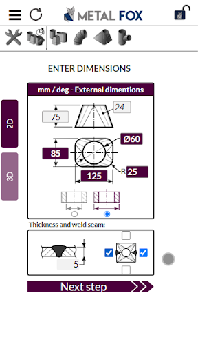 Sheet Metal Calculator Screen 3