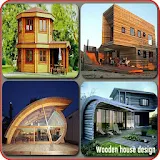Wooden house design icon