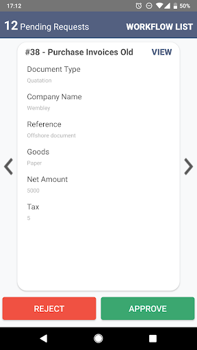 Android application Spindle Approvals screenshort