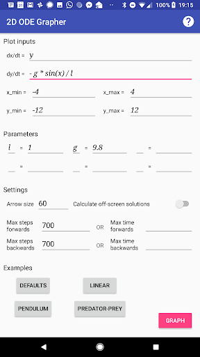 2D ODE Grapher Screen 2