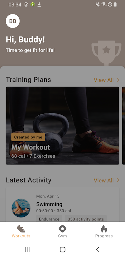 Android application Sparks Fitness screenshort
