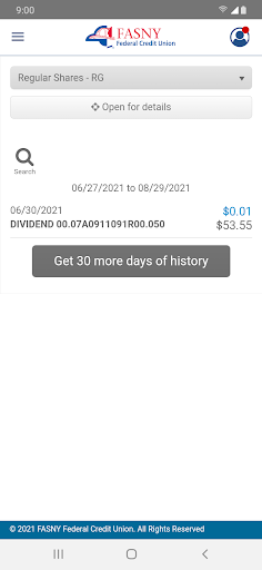 FASNY FCU Mobile Banking Screen 3