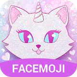 Pink Glitter Unicorn Cat Keyboard Theme for Girls icon