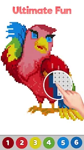Birds Pixel Art Coloring Book