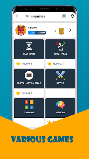 Android application Math Exercises for the brain screenshort