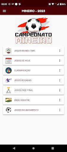 Android application Campeonato Mineiro screenshort