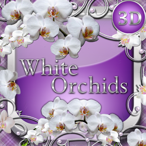 White Orchids 3D Next Launcher logo
