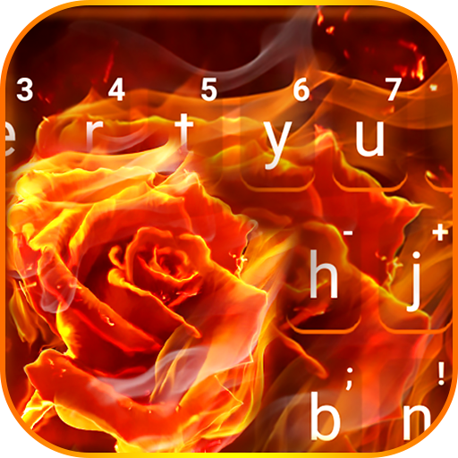 Flaming Fire Rose Keyboard Theme