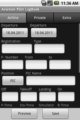 Aviation Pilot LogBook Screen 3