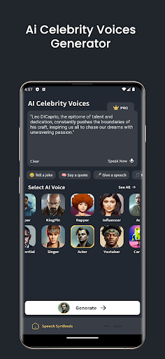Android application Ai Celebrity Voices Generator screenshort