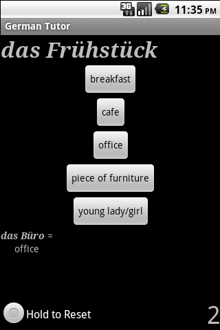 German Tutor Screen 2