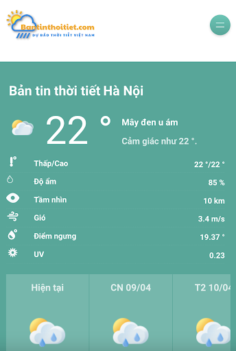 Android application Bản Tin Thời Tiết screenshort
