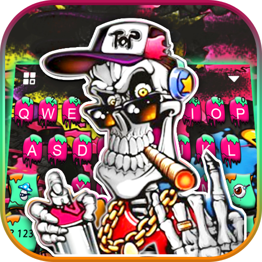 Graffiti Smoke Skull Keyboard logo