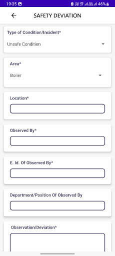 Android application Suraksha Reporting screenshort