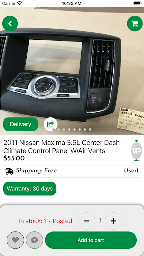 Vehicle Parts App Screen 2