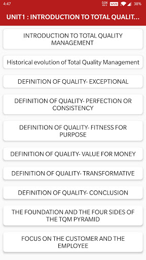 Total Quality Management : TQM Screen 2