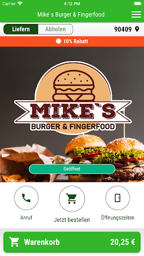 Android application Mike ́s Burger & Fingerfood screenshort