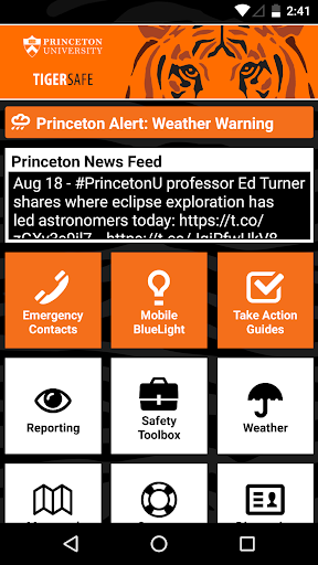 Android application TigerSafe screenshort