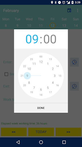Weekly working hours Screen 2